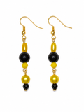 Yellow & Black Beaded Drop Earrings