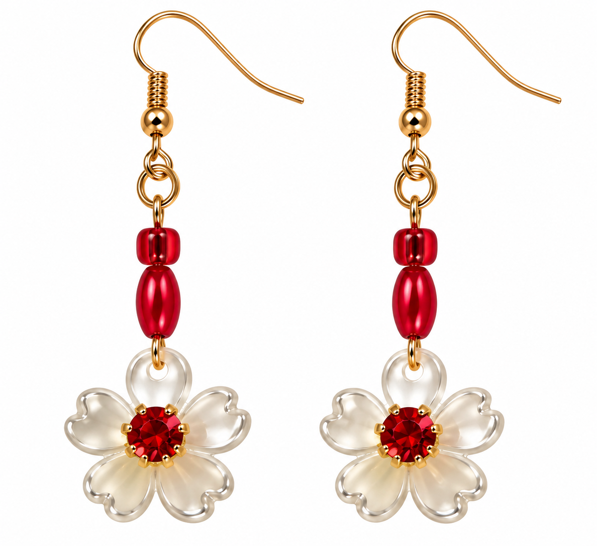 Floral Beaded Dangle Earrings