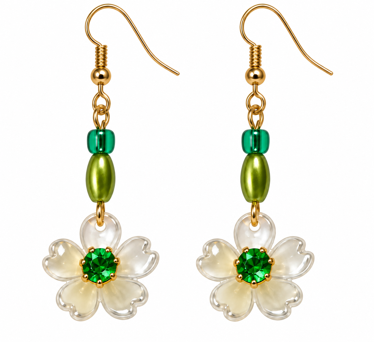 Floral Beaded Dangle Earrings