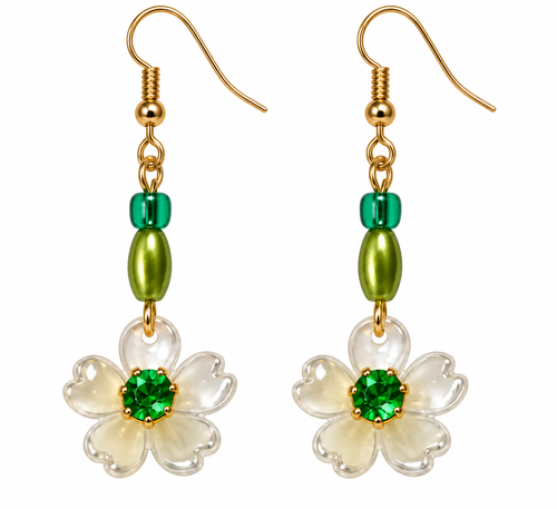 Floral Beaded Dangle Earrings