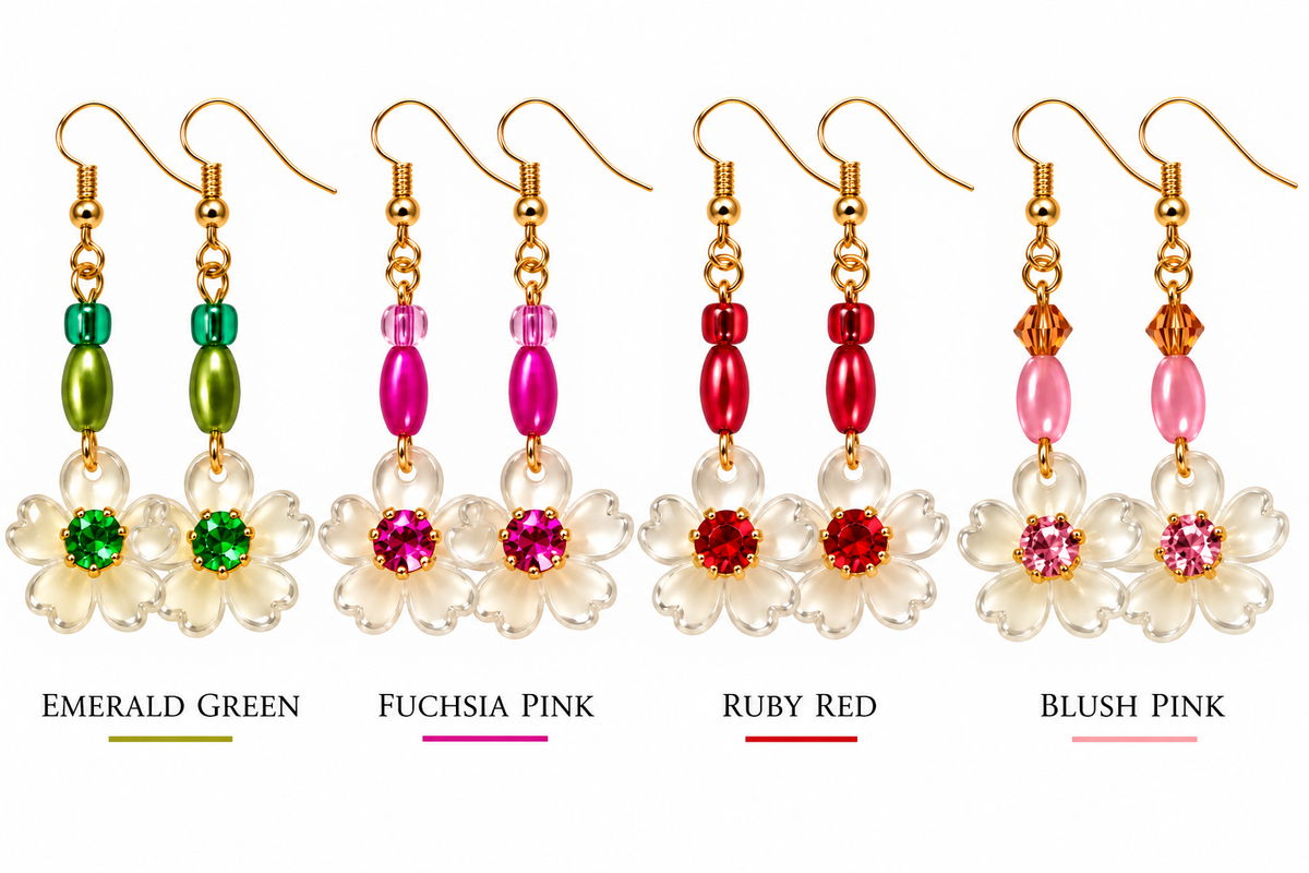 Floral Beaded Dangle Earrings