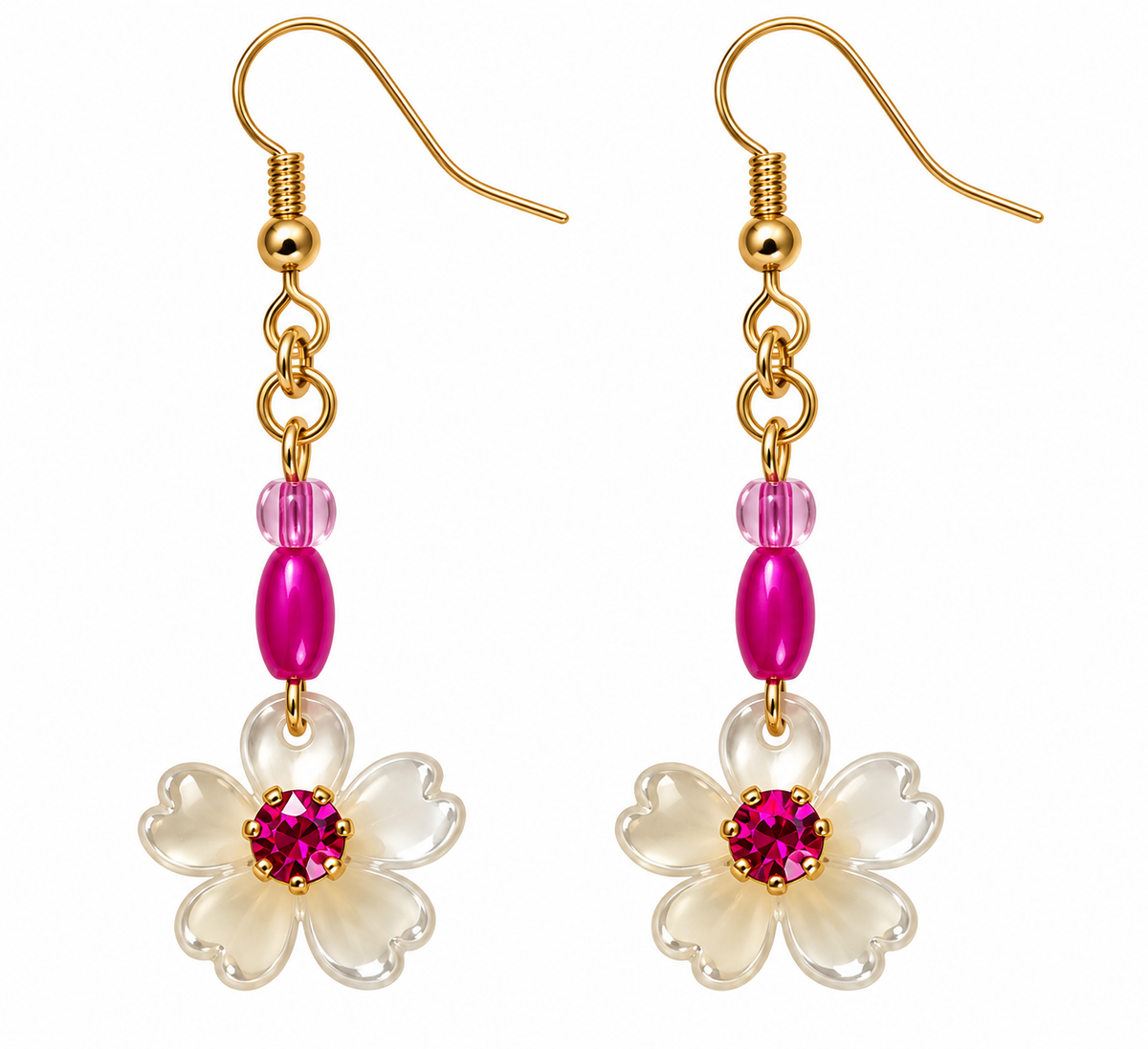 Floral Beaded Dangle Earrings