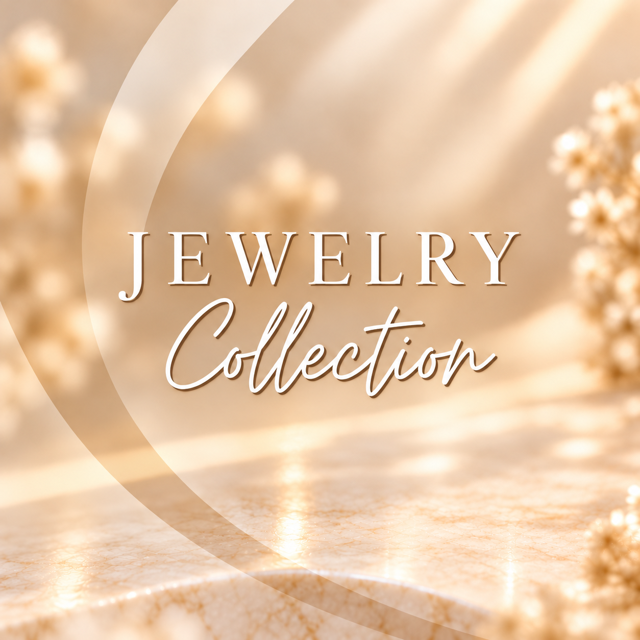 Jewelry Collection — soft champagne gold background